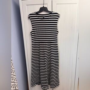 J.Crew Classic Navy and White Striped Midi Dress